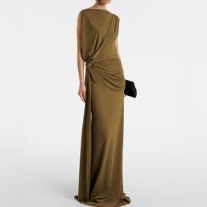 Alex Perry One Shoulder Khaki Gown